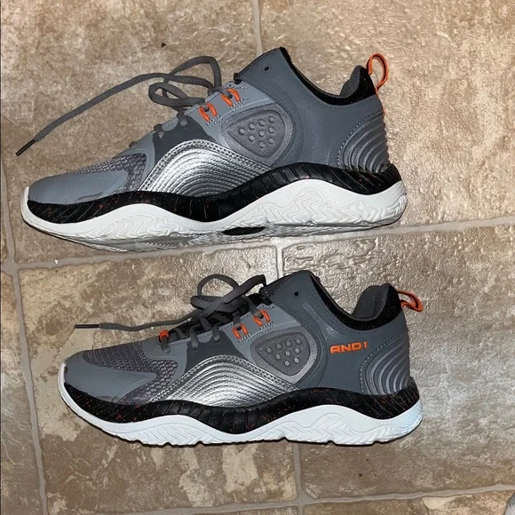 AND1 Men's Charcoal and Orange Athletic Shoes - Picture 6 of 9